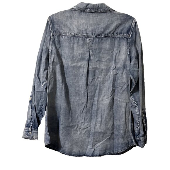 Reba Light Denim Button Up Shirt Patriotic Stars Size Medium - Picture 5 of 5